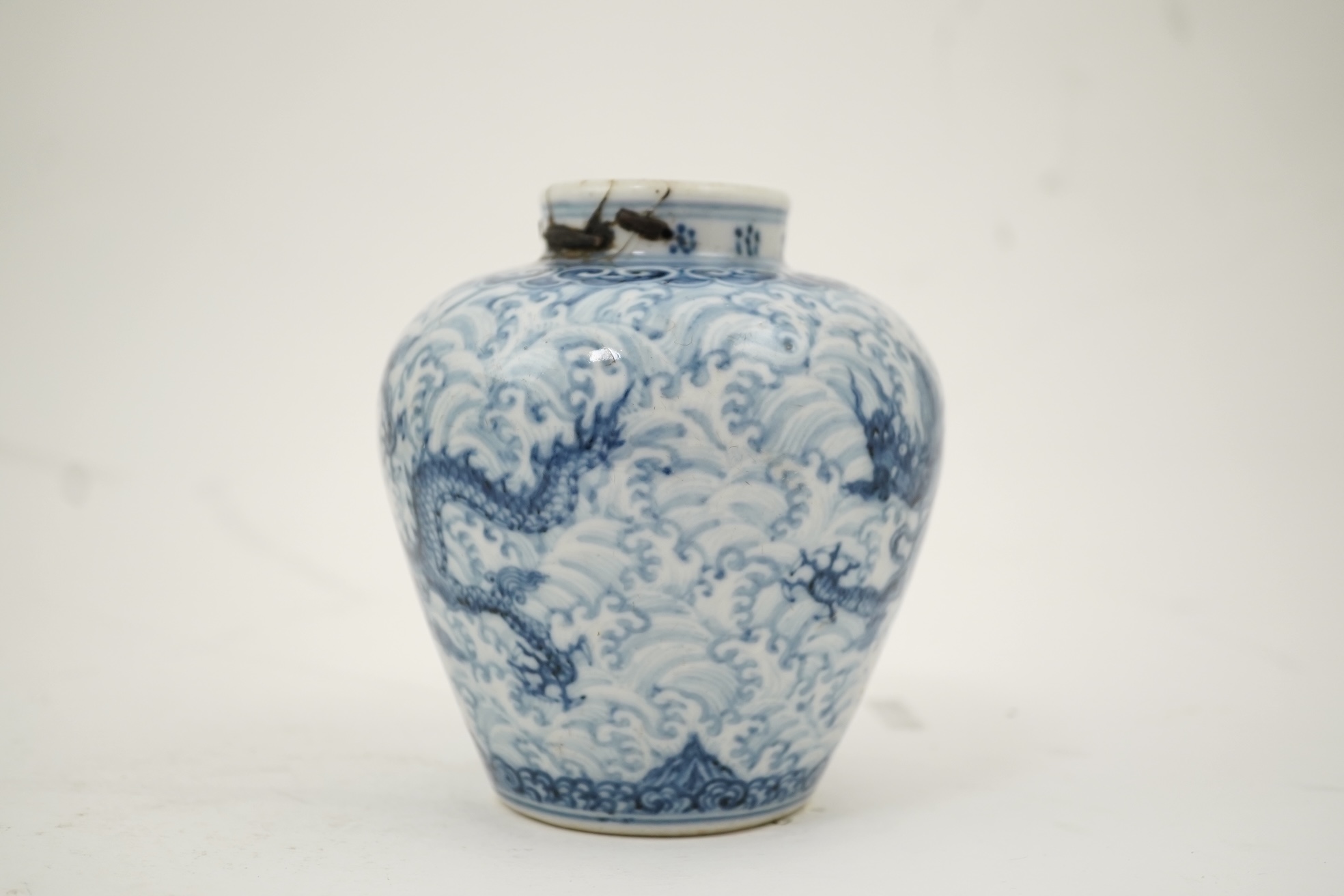 A Chinese blue and white 'dragon' vase, probably Qing dynasty